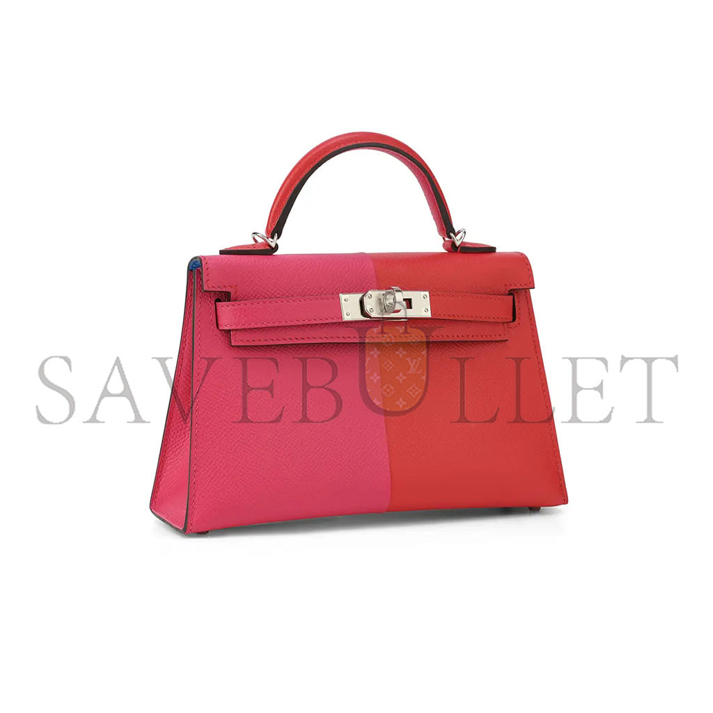 HERMÈS MINI KELLY II RED IN LEATHER EPSOM THREE COLOR COMBINATIONS (19*12*5.5cm) 